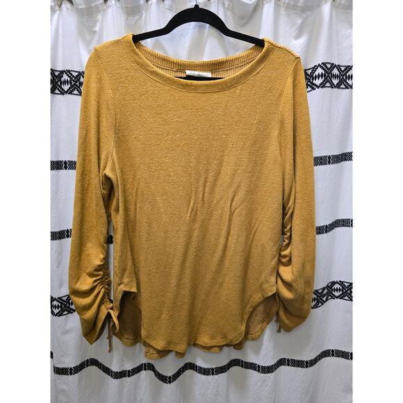 Saturday Sunday Sweaters - Saturday Sunday Anthropologie yellow gathered sleeve lightweight knit sweater M